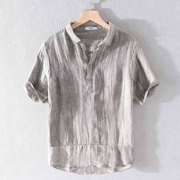 men's t-shirts summer 100% linen short-sleeved casual pleated retro loose shirts for men brand fashion shirt mens chemise camisa zwg0, White;black
men's t-shirts summer 100% linen short-sleeved casual pleated retro loose shirts for men brand fashion shirt mens chemise camisa zwg0, White;black