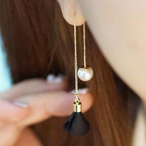 south korea new long fabric simple tassel pendant earrings pearl flower female ear jewelry, Golden
south korea new long fabric simple tassel pendant earrings pearl flower female ear jewelry, Golden