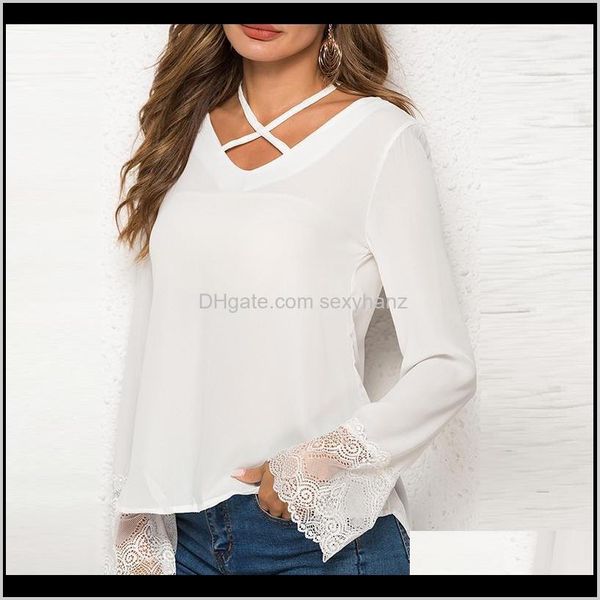 blouses & womens clothing apparel drop delivery 2021 women blouse petal sleeve lace patchwork solid color shirt round neck thin shirts casua, White
blouses & womens clothing apparel drop delivery 2021 women blouse petal sleeve lace patchwork solid color shirt round neck thin shirts casua, White