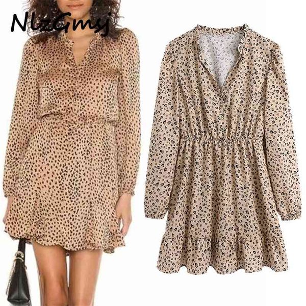 dres leopard print v neck elastic waist long sleeve slim elegant mini vestidos 210628, Black;gray
dres leopard print v neck elastic waist long sleeve slim elegant mini vestidos 210628, Black;gray