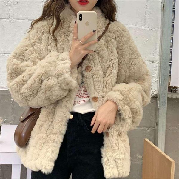 women's fur & faux winter coat jacket women thick warm short loose lamb wool ladies fashion plush overcoat 2021, Black
women's fur & faux winter coat jacket women thick warm short loose lamb wool ladies fashion plush overcoat 2021, Black