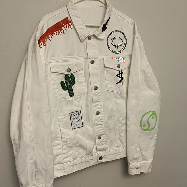 men's jackets mens designer cactus jack jacket smile earth white denim long sleeves hip hop male men clothing, Black;brown
men's jackets mens designer cactus jack jacket smile earth white denim long sleeves hip hop male men clothing, Black;brown