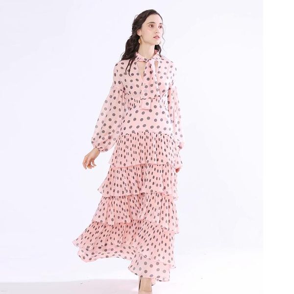 est fashion 2021 runway maxi dress women's long sleeve dot print cascading ruffle casual dresses, Black;gray
est fashion 2021 runway maxi dress women's long sleeve dot print cascading ruffle casual dresses, Black;gray
