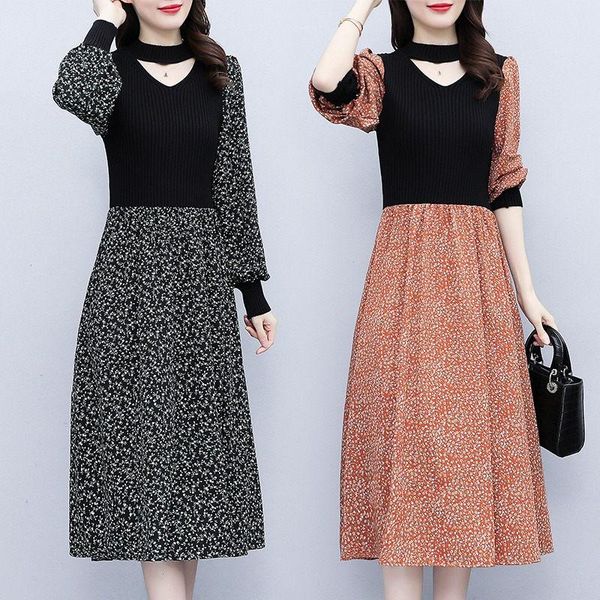casual dresses spring autumn 2021 temperament slim dress knitted stitching floral women's trend elegant retro female vestidos m383, Black;gray
casual dresses spring autumn 2021 temperament slim dress knitted stitching floral women's trend elegant retro female vestidos m383, Black;gray