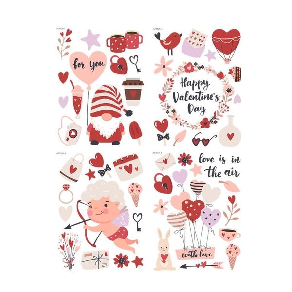 wall stickers 4 sheets happy valentine's day window clings gnome balloon glass static decals decoration sticker party supplies
wall stickers 4 sheets happy valentine's day window clings gnome balloon glass static decals decoration sticker party supplies