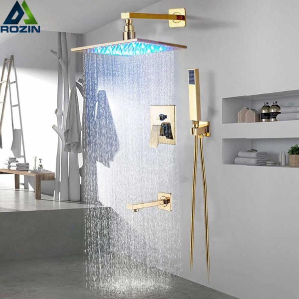 luxury golden bath shower faucet 8/10/12/16" rainfall led light head brass spout 3-way mixer valve bathroom sets
luxury golden bath shower faucet 8/10/12/16" rainfall led light head brass spout 3-way mixer valve bathroom sets