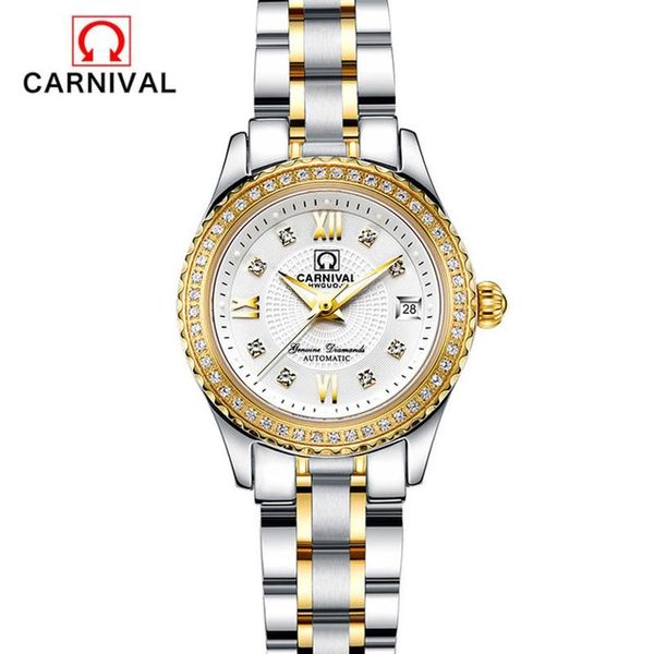 wristwatches carnival women mechanical watch ladies waterproof crystal sapphire automatic wristwatch clock 2021 relogio feminin, Slivery;brown
wristwatches carnival women mechanical watch ladies waterproof crystal sapphire automatic wristwatch clock 2021 relogio feminin, Slivery;brown