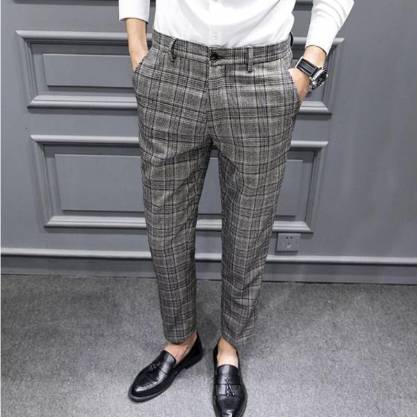men's suits & blazers 2021 men clothing pure cotton plaid business suit trousers/male slim fit fashin leisure pants/british formal trou, White;black
men's suits & blazers 2021 men clothing pure cotton plaid business suit trousers/male slim fit fashin leisure pants/british formal trou, White;black