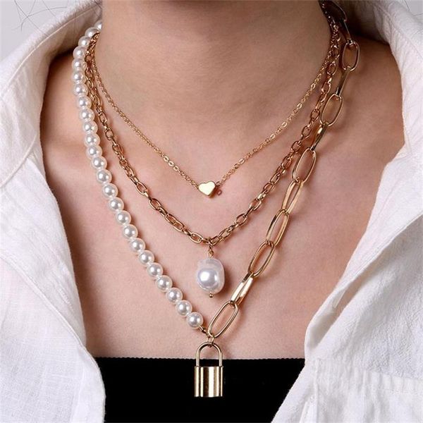fashion necklaces vkme imitation pearl coin pendant choker for women punk lock heart lariat thick chain necklace gothic hip hop jewelry, Silver
fashion necklaces vkme imitation pearl coin pendant choker for women punk lock heart lariat thick chain necklace gothic hip hop jewelry, Silver