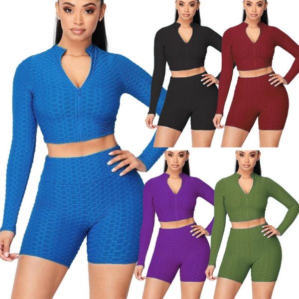 women's tracksuits women shorts yoga 2021 est fashion solid v- neck long sleeves zipper skinny short pants jogger sports 2pcs, Gray
women's tracksuits women shorts yoga 2021 est fashion solid v- neck long sleeves zipper skinny short pants jogger sports 2pcs, Gray