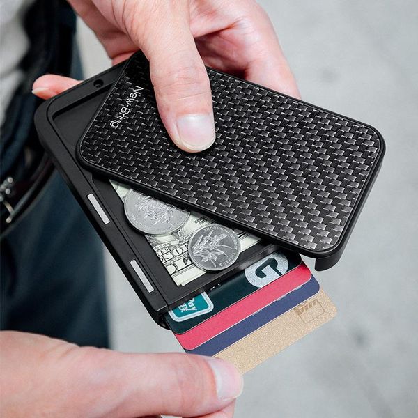 card holders 2021 metal bag male rfid anti theft magnetic suction automatic shift box carbon fiber ultra thin wooden cover, Brown;gray
card holders 2021 metal bag male rfid anti theft magnetic suction automatic shift box carbon fiber ultra thin wooden cover, Brown;gray