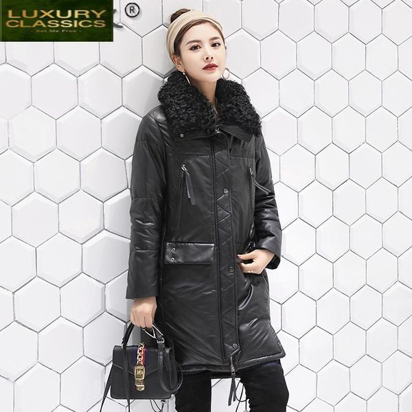 women's leather & faux winter real jacket women korean sheepskin coat female 90% white duck down jackets wool collar 2021 femme veste 2, Black
women's leather & faux winter real jacket women korean sheepskin coat female 90% white duck down jackets wool collar 2021 femme veste 2, Black
