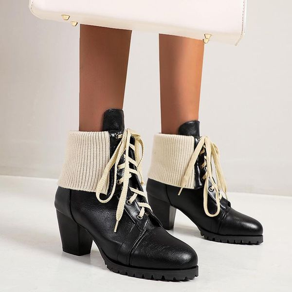 boots mkkhou short women round head stitching plush warm thick heel 7cm leather ankle large size 34-48, Black
boots mkkhou short women round head stitching plush warm thick heel 7cm leather ankle large size 34-48, Black