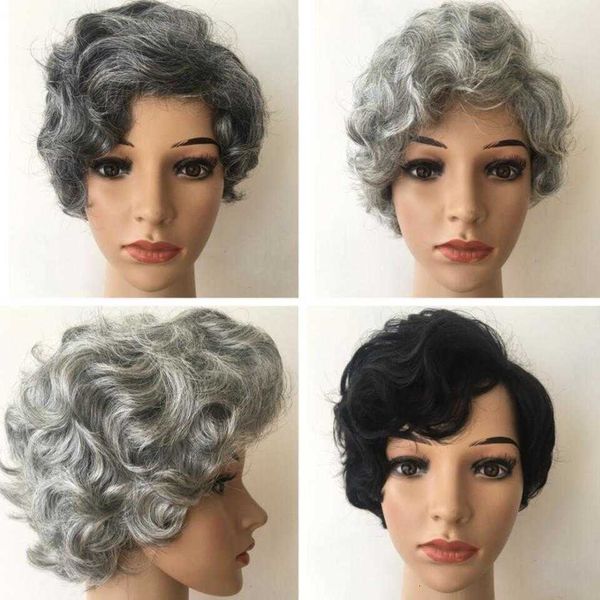 middle aged and elderly wig 3-color ffy short hair dark gray sier white / black headgear
middle aged and elderly wig 3-color ffy short hair dark gray sier white / black headgear