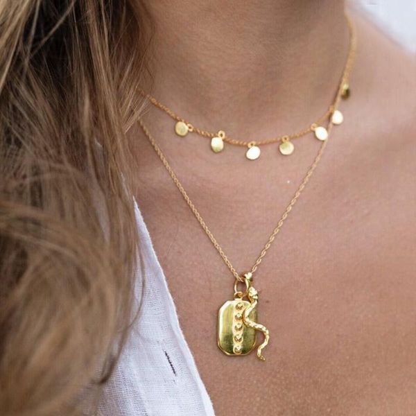 pendant necklaces bohemian women set snake square disc tassel clavicle chain multilayer gold necklace beach party jewelry, Silver
pendant necklaces bohemian women set snake square disc tassel clavicle chain multilayer gold necklace beach party jewelry, Silver