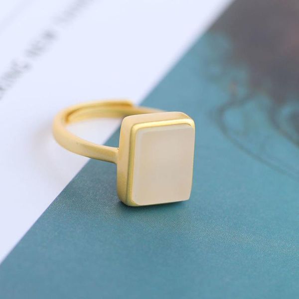natural hetian jade square geometric opening adjustable ring chinese style retro luxury women's silver jewelry cluster rings, Golden;silver
natural hetian jade square geometric opening adjustable ring chinese style retro luxury women's silver jewelry cluster rings, Golden;silver