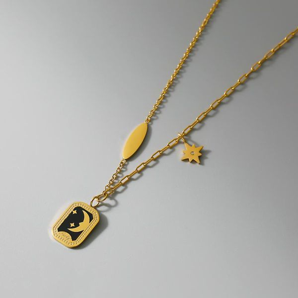 pendant necklaces black square star moon vintage for women stainless steel metal chokerclavicle chain gift 2021 fashion, Silver
pendant necklaces black square star moon vintage for women stainless steel metal chokerclavicle chain gift 2021 fashion, Silver