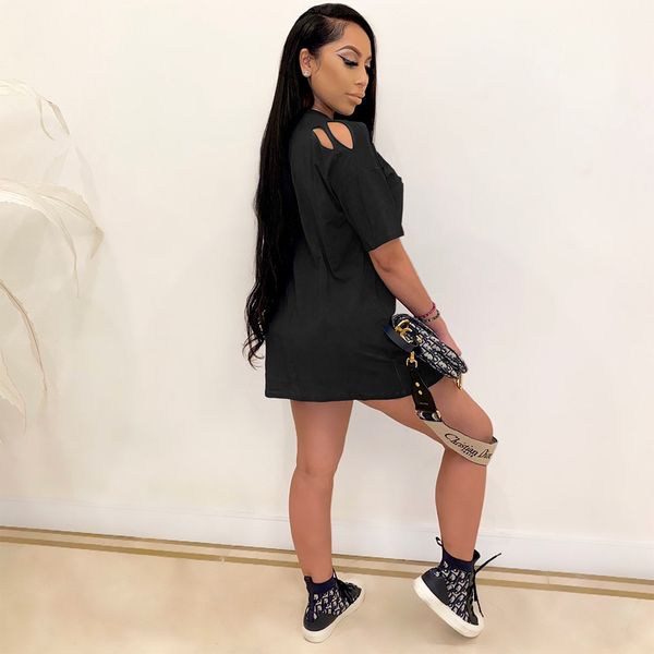 sh7214 large women's hole loose bandage dress, White;black
sh7214 large women's hole loose bandage dress, White;black