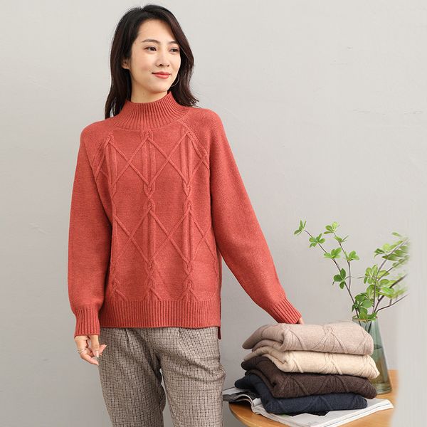 women's sweaters winter cotton knitted sweater half turtleneck high color solid tempers commonly thickened red sleeve long women's, White;black
women's sweaters winter cotton knitted sweater half turtleneck high color solid tempers commonly thickened red sleeve long women's, White;black