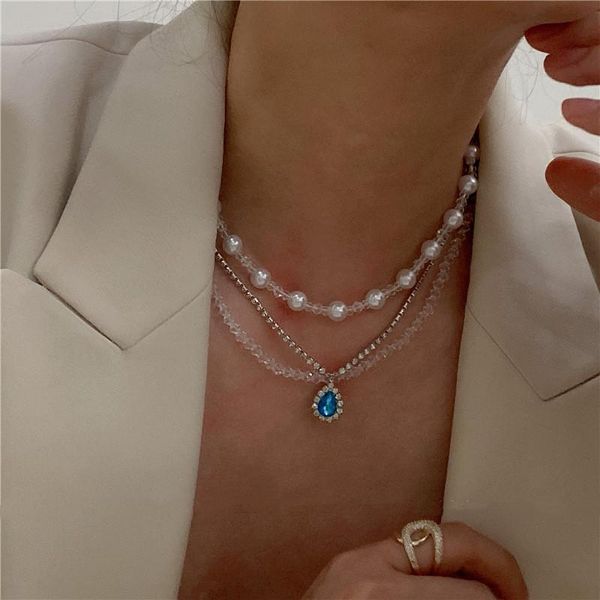 pendant necklaces trend elegant blue crystal beads choker necklace for women girls fashion imitation pearls party jewelry gifts, Silver
pendant necklaces trend elegant blue crystal beads choker necklace for women girls fashion imitation pearls party jewelry gifts, Silver