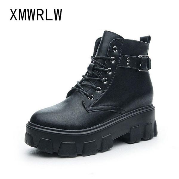 boots xmwrlw genuine leather ankle for women winter shoes high heels ladies 2021 autumn boot, Black