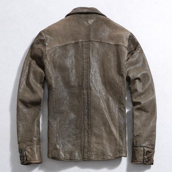 men's leather & faux 2021 light brown casual style genuine shirt single breasted real natural sheepskin autumn slim fit vintage coat, Black
men's leather & faux 2021 light brown casual style genuine shirt single breasted real natural sheepskin autumn slim fit vintage coat, Black