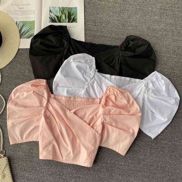 korean irregular cross v-neck short clavicle shirt blouse female vintage solid color wild for womens summer 210420, White
korean irregular cross v-neck short clavicle shirt blouse female vintage solid color wild for womens summer 210420, White