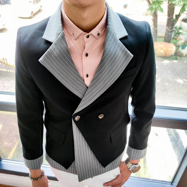 men's suits & blazers mens stylish blazer stitching striped hombre men jacket stage costumes for singers nightclub party male terno mas, White;black
men's suits & blazers mens stylish blazer stitching striped hombre men jacket stage costumes for singers nightclub party male terno mas, White;black