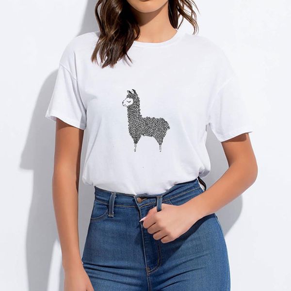alpaca tshirts summer versatile streetwear women t shirts o neck clothing t casual v fashion oversize female, White
alpaca tshirts summer versatile streetwear women t shirts o neck clothing t casual v fashion oversize female, White