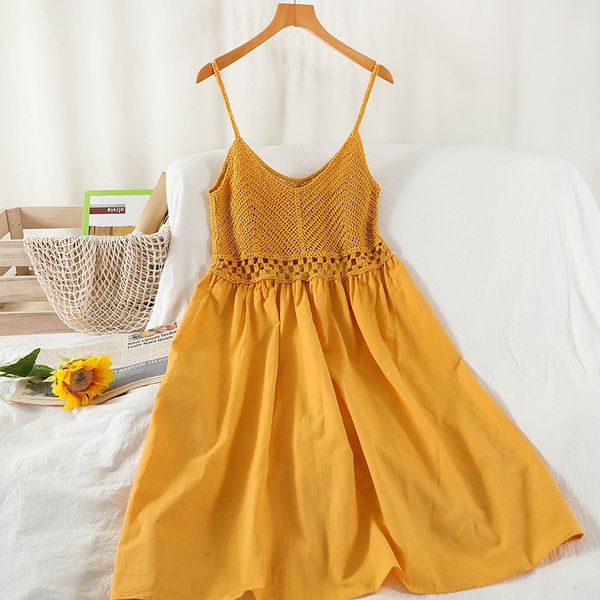 summer hollow out spaghetti strap dress women yellow/white/beige/black a-line patchwork camisole vestidos ladies 2021 new, Black;gray
summer hollow out spaghetti strap dress women yellow/white/beige/black a-line patchwork camisole vestidos ladies 2021 new, Black;gray