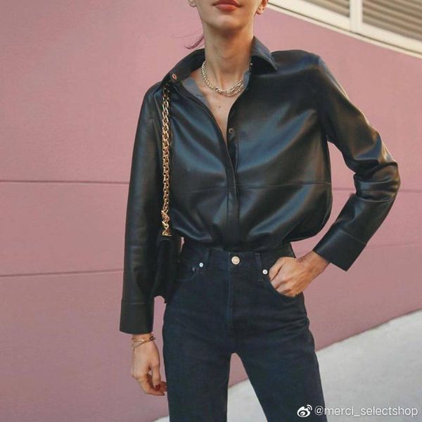 women's leather & faux nanu shirt women in europe and the niche high-end handsome leisure jackets, Black
women's leather & faux nanu shirt women in europe and the niche high-end handsome leisure jackets, Black