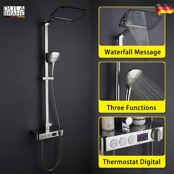thermostatic bathroom shower faucet set digital display panel intelligent mixer smart rain waterfall head sets
thermostatic bathroom shower faucet set digital display panel intelligent mixer smart rain waterfall head sets