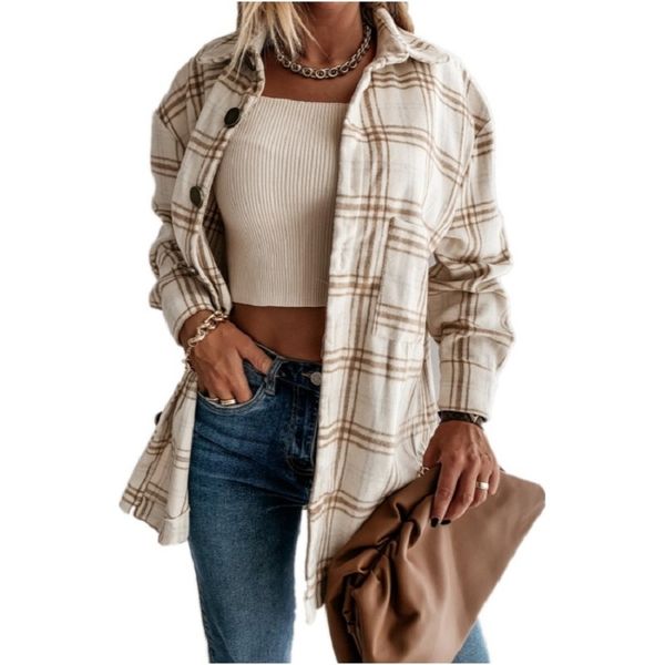 ladies spring autumn plaid shirt women chic long sleeve pocket casual blouse shirt women loose shirts female blusas 210416, White
ladies spring autumn plaid shirt women chic long sleeve pocket casual blouse shirt women loose shirts female blusas 210416, White