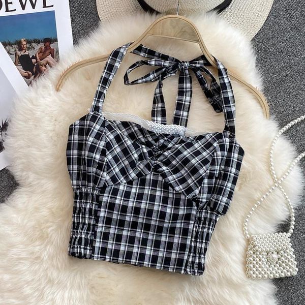 women's tanks & camis fashion mini short halter for women club party holiday girls bow plaid street tank ins trendy, White
women's tanks & camis fashion mini short halter for women club party holiday girls bow plaid street tank ins trendy, White