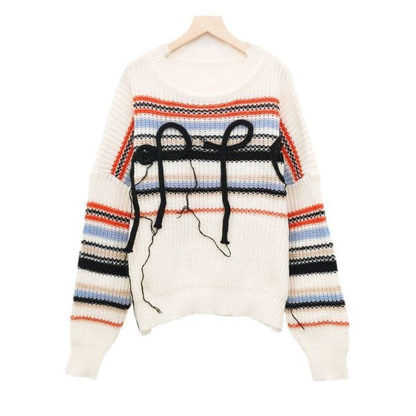 sweater knit autumn and winter 2021 women's round neck long sleeve contrast stripe tassel loose pullover thick, White;black
sweater knit autumn and winter 2021 women's round neck long sleeve contrast stripe tassel loose pullover thick, White;black