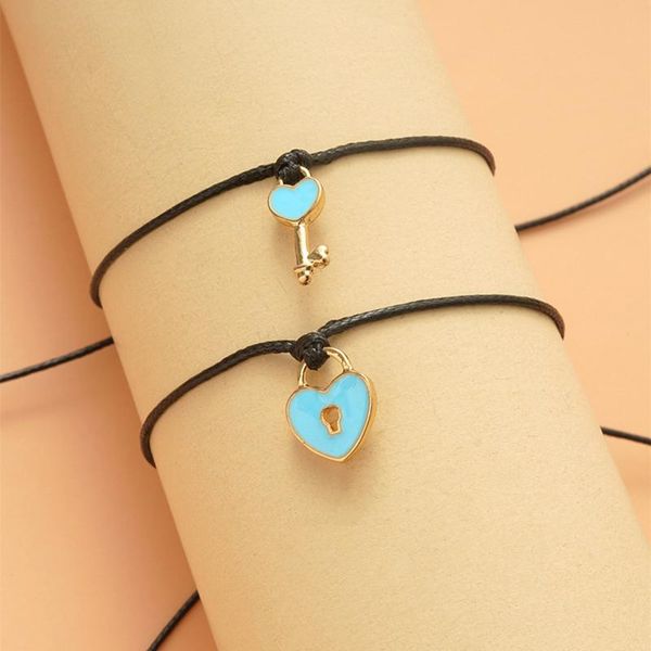 pcs set couple trendy bracelet for friend lock key design black color rope jewelry charm bracelets, Golden;silver
pcs set couple trendy bracelet for friend lock key design black color rope jewelry charm bracelets, Golden;silver