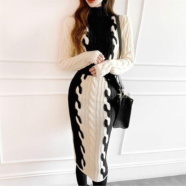 autumn winter women long sleeve turtleneck patchwork twist warm thick sweater female bodycon pullover midi knitted dress 210416, Black;gray
autumn winter women long sleeve turtleneck patchwork twist warm thick sweater female bodycon pullover midi knitted dress 210416, Black;gray
