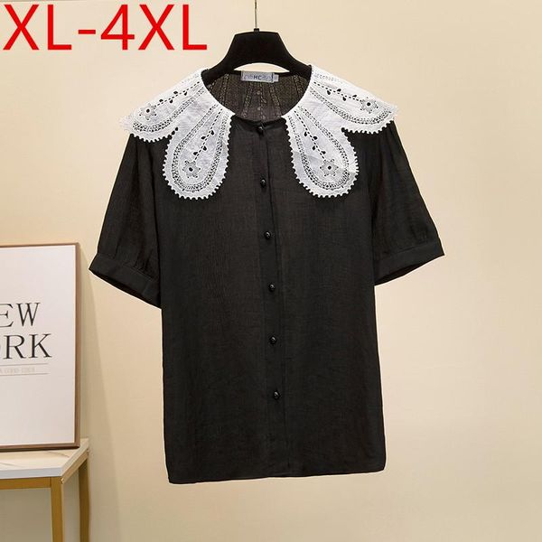 women's blouses & shirts 4xl plus size korean style summer women blouse 2021 elegant shirt short sleeves lace patchwork female womens c, White
women's blouses & shirts 4xl plus size korean style summer women blouse 2021 elegant shirt short sleeves lace patchwork female womens c, White