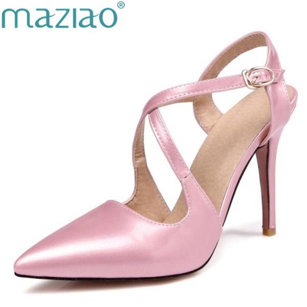 dress shoes maziao women pumps pointed toe high heels fashion leather ankle strap heel big size 33-45, Black 
dress shoes maziao women pumps pointed toe high heels fashion leather ankle strap heel big size 33-45, Black