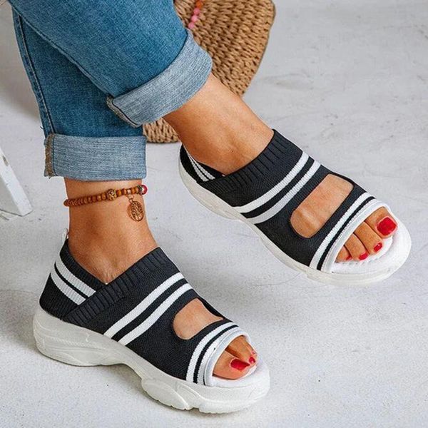 sandals fashion women summer casual sport comfortable striped mesh elastic platform flat beach shoes zapatos de mujer#g3, Black
sandals fashion women summer casual sport comfortable striped mesh elastic platform flat beach shoes zapatos de mujer#g3, Black