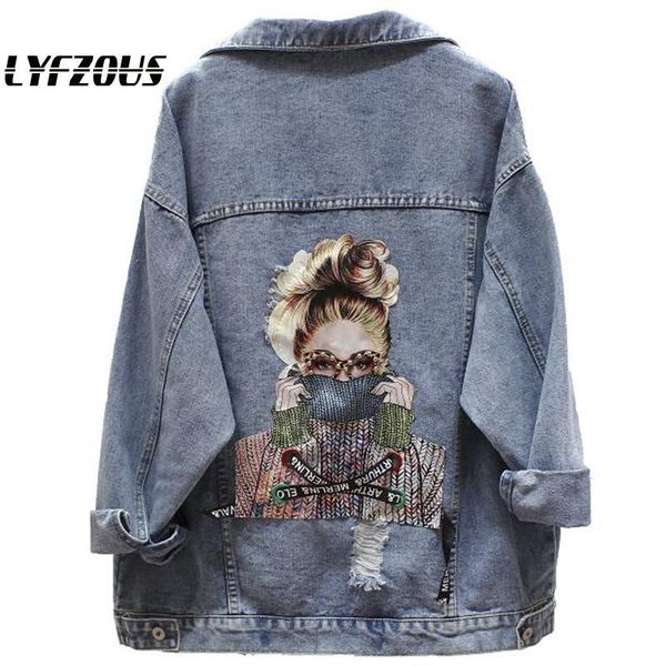 women's jackets bf style harajuku spring denim jacket women frayed beading printed coats loose chic outwear female jeans jaqueta 2021, Black;brown
women's jackets bf style harajuku spring denim jacket women frayed beading printed coats loose chic outwear female jeans jaqueta 2021, Black;brown