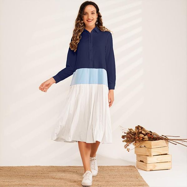 summer fashion lapel women dress long sleeve color stitching hem pleated mid length versatile loose sweet shirt, Black;gray
summer fashion lapel women dress long sleeve color stitching hem pleated mid length versatile loose sweet shirt, Black;gray