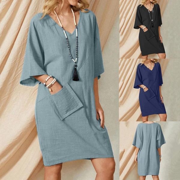 women summer sundress dress short sleeve t-shirt loose solid pocket mini shirt lady plus size robe femme women's swimwear, White;black
women summer sundress dress short sleeve t-shirt loose solid pocket mini shirt lady plus size robe femme women's swimwear, White;black