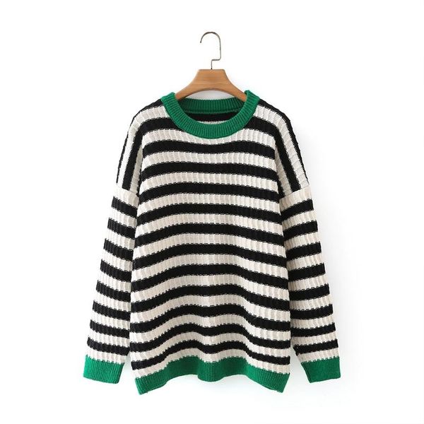 women's sweaters women 2021 autumn winter striped knitted sweater jumper female oversize pullovers chic 4t158, White;black
women's sweaters women 2021 autumn winter striped knitted sweater jumper female oversize pullovers chic 4t158, White;black