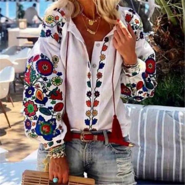 women casual flower cotton linen blouse button long lantern sleeve shirt tunic holiday beach wear national feature blouses women's & s, White
women casual flower cotton linen blouse button long lantern sleeve shirt tunic holiday beach wear national feature blouses women's & s, White