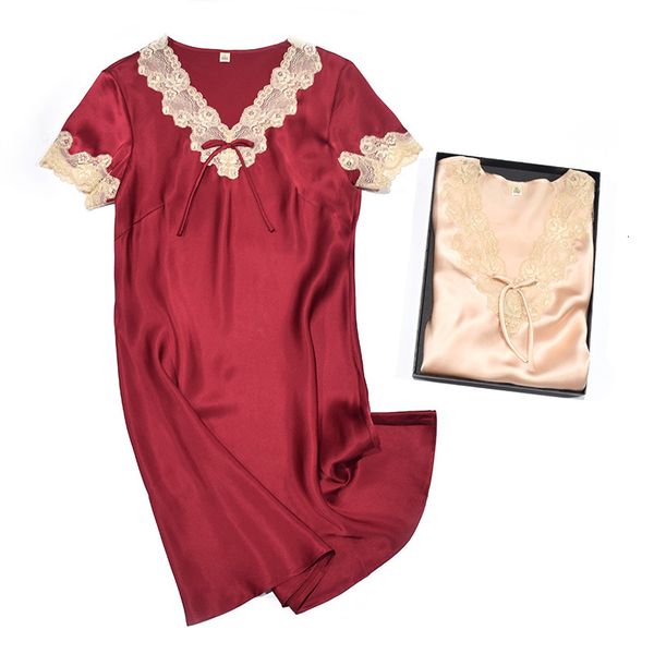 summer new short sleeve silk nightdress women pajamas lace skirt comfortable home clothes, Black;red
summer new short sleeve silk nightdress women pajamas lace skirt comfortable home clothes, Black;red