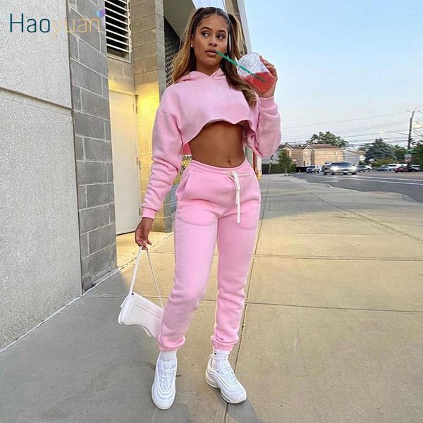 women's tracksuits haoyuan two piece club outfits long sleeve hoodies crop pocket pants tracksuit winter matching sets f, Gray
women's tracksuits haoyuan two piece club outfits long sleeve hoodies crop pocket pants tracksuit winter matching sets f, Gray