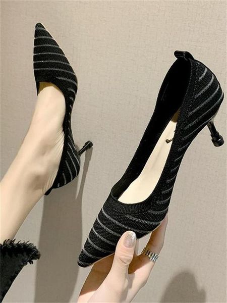 dress shoes spring and autumn high heels women's thin pointed toe knitting single, Black
dress shoes spring and autumn high heels women's thin pointed toe knitting single, Black