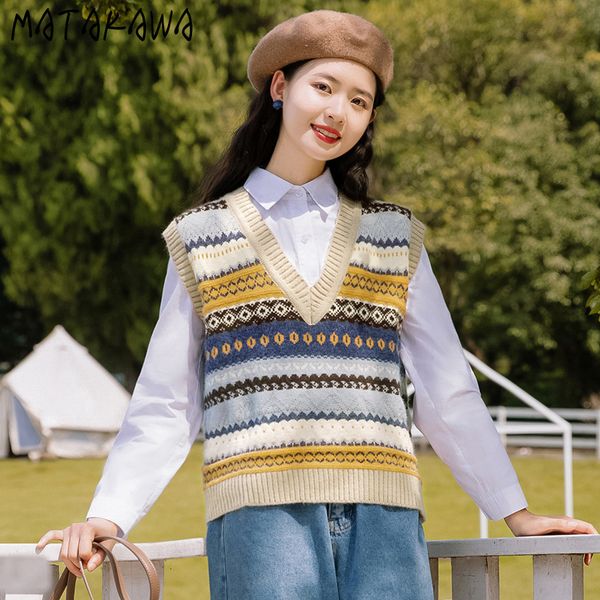 matakawa spring loose inner knit sweater vest v-neck striped vest women color matching outer wear waistcoat 210513, Black;white
matakawa spring loose inner knit sweater vest v-neck striped vest women color matching outer wear waistcoat 210513, Black;white