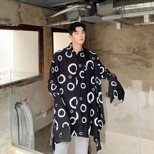 men's casual shirts men circle pattern long sleeve loose shirt cardigan male streetwear hip hop party stage show coat autumn, White;black
men's casual shirts men circle pattern long sleeve loose shirt cardigan male streetwear hip hop party stage show coat autumn, White;black